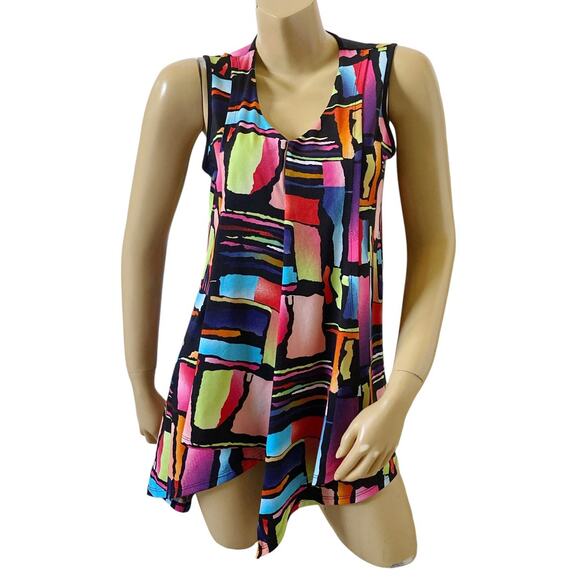 GITANE Womens Size Small Sleeveless Asymmetric Mod Retro Tunic Tank Top Shirt - Picture 1 of 8